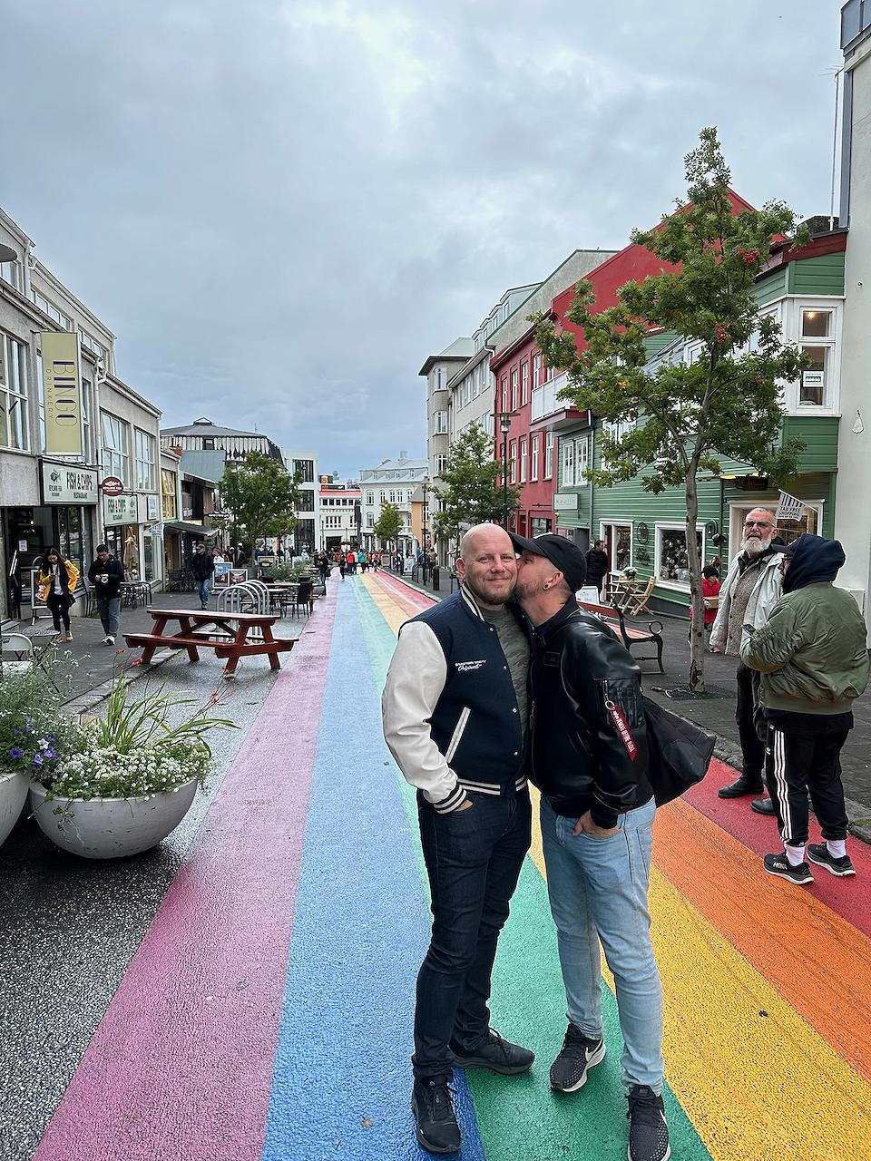 Rainbow street in central Reykjavik