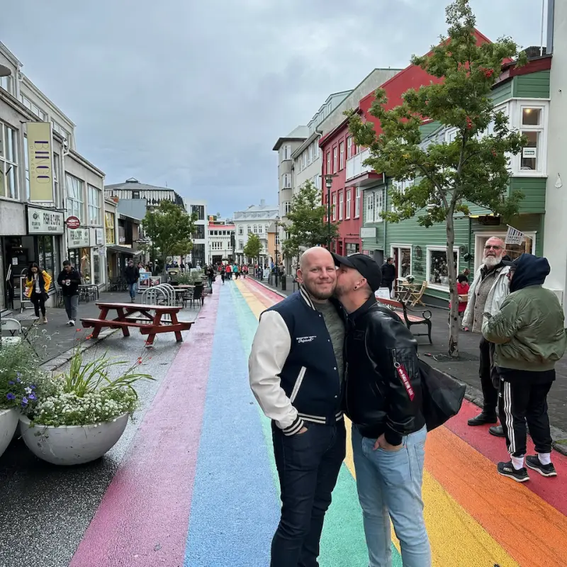 Rainbow street in central Reykjavik